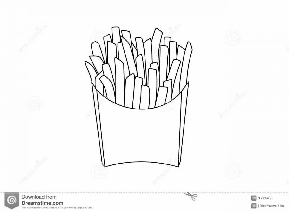 Funny french fries coloring book for kids