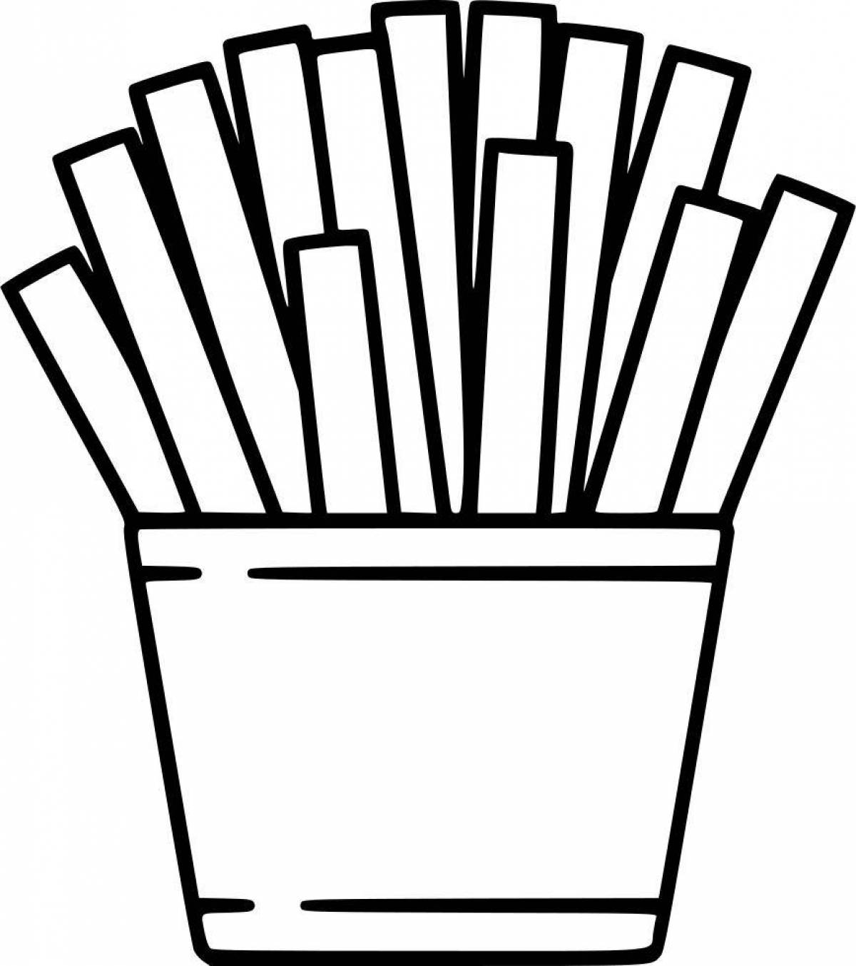 Handy coloring of french fries for kids