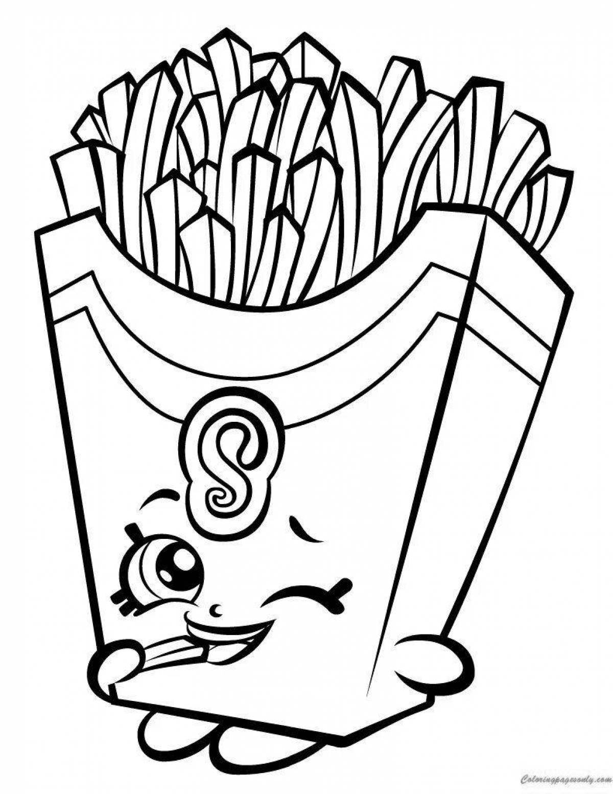 Nice coloring of french fries for kids