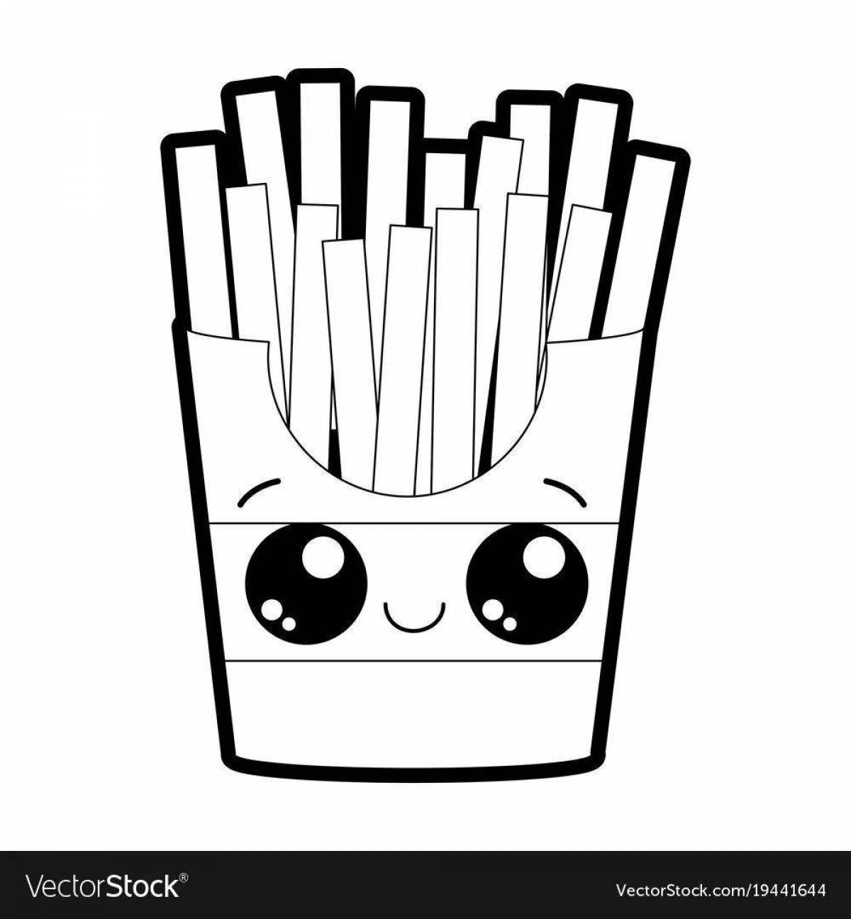 Satisfactory french fries coloring page for kids