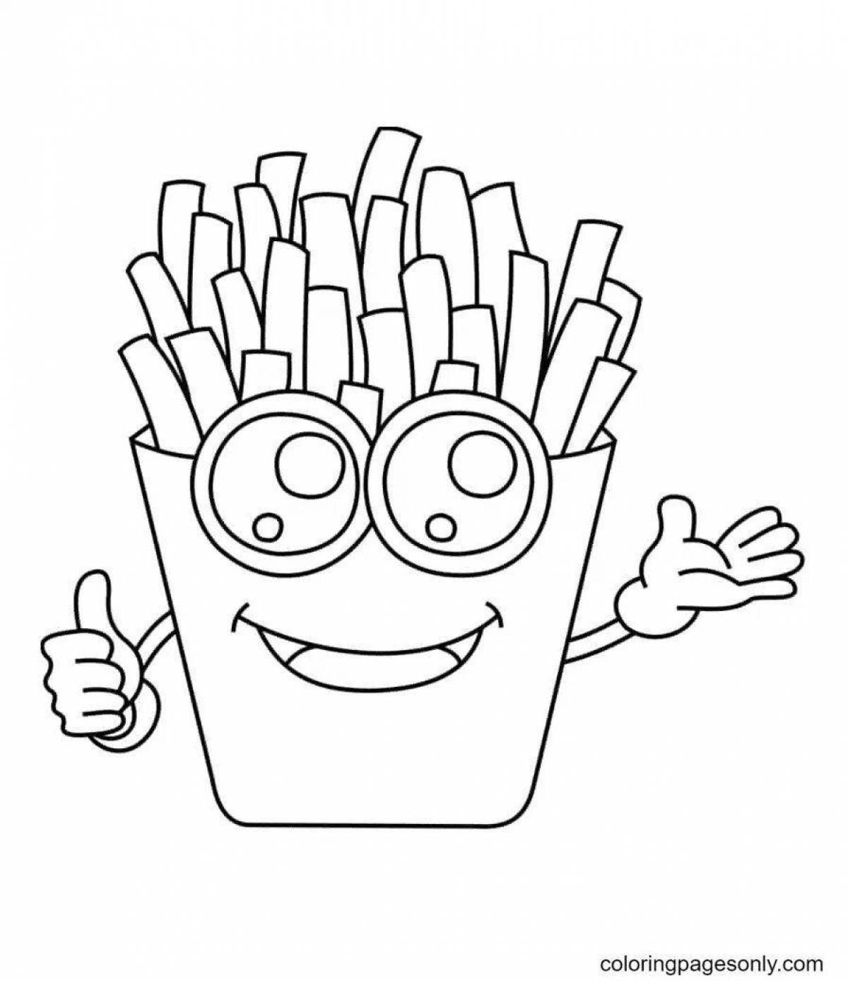 Stimulating french fries coloring book for kids