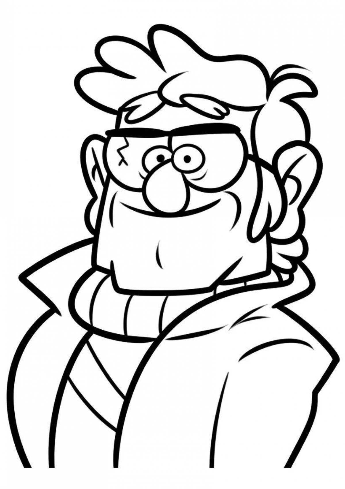 Animated coloring of uncle stan gravity falls