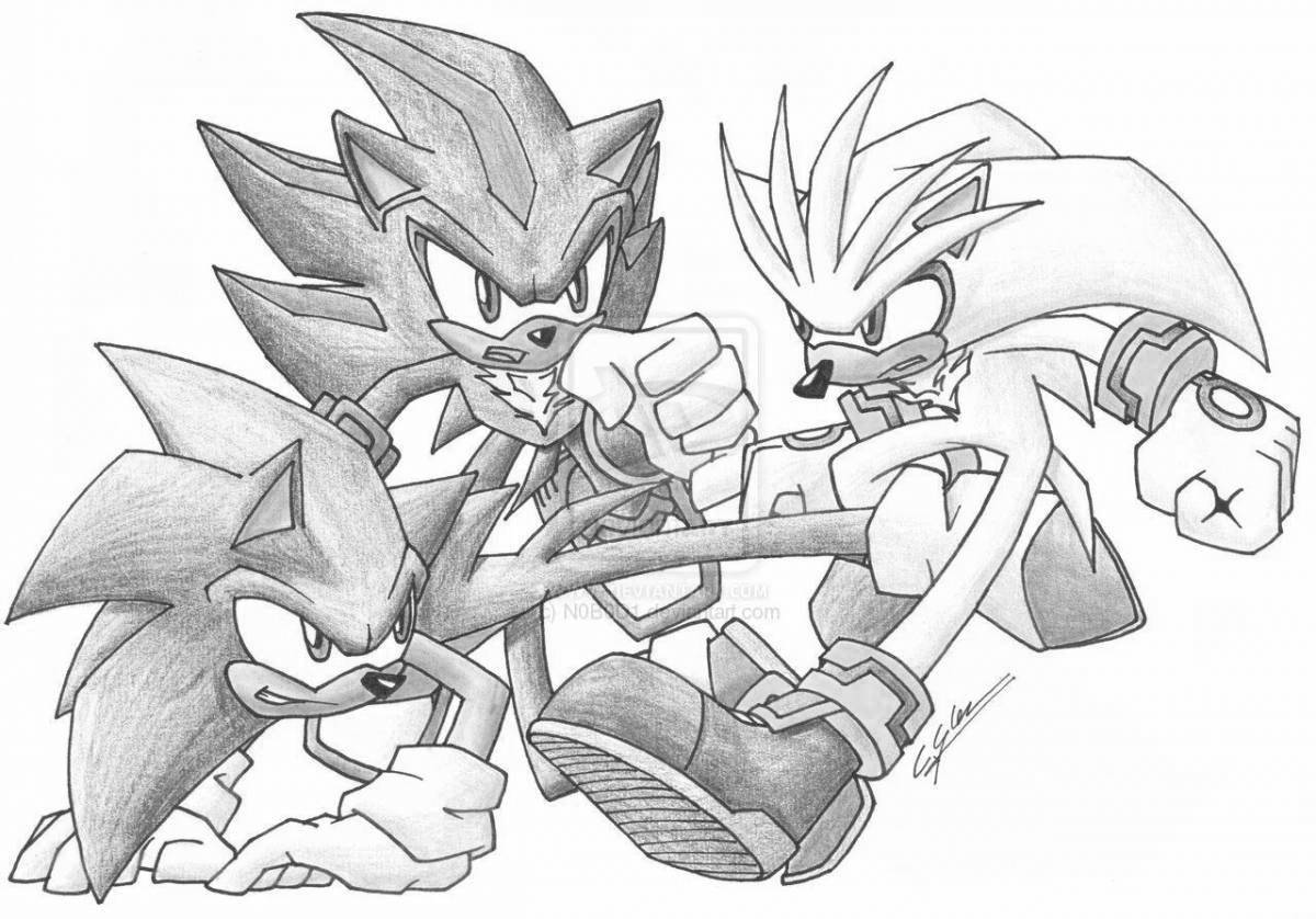 Humorous coloring sonic silver and shadow
