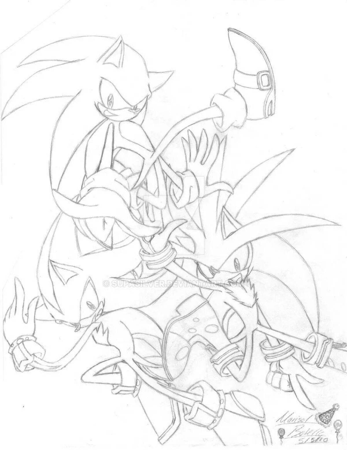 Animated coloring sonic silver and shadow