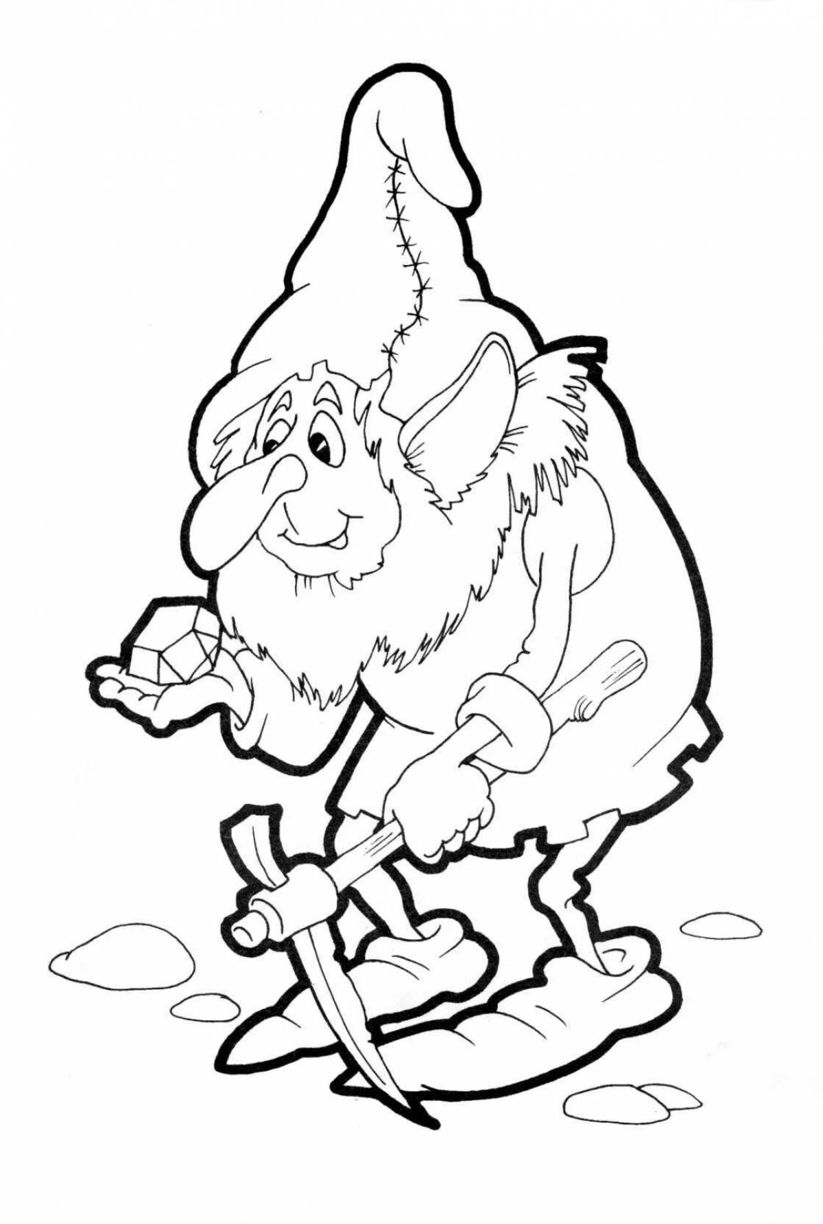 Animated goblin coloring page for babies