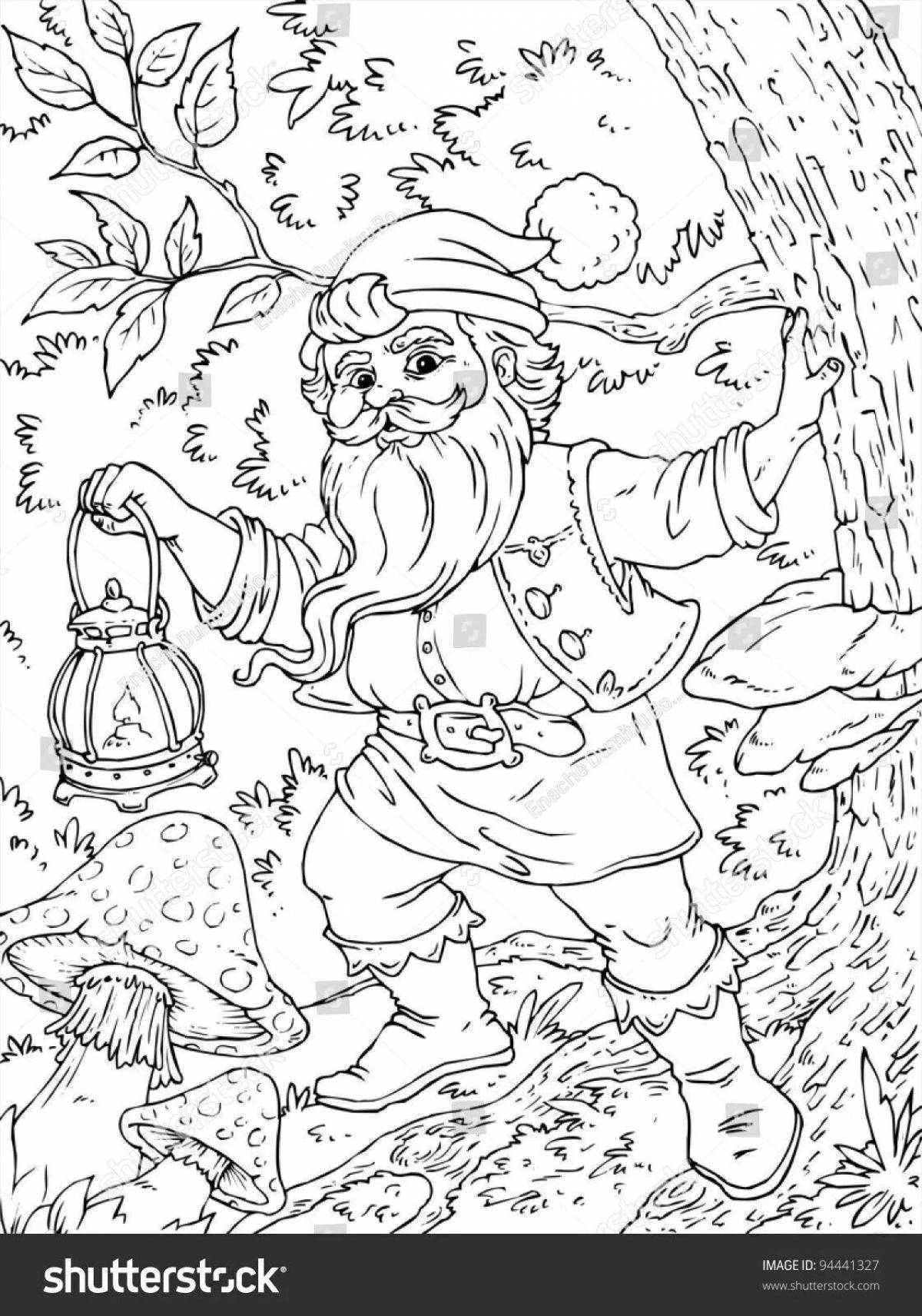 Colorful animated goblin coloring page for kids