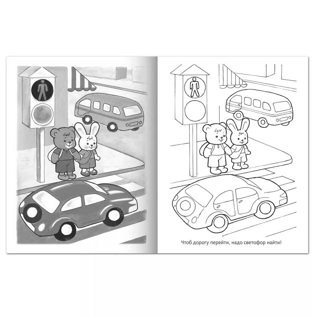 Colorful rules of the road coloring book