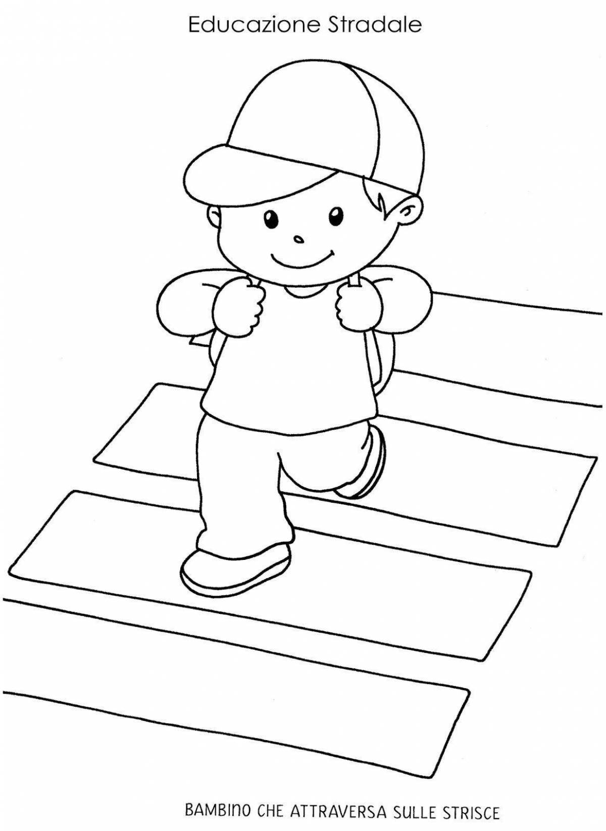 Fun traffic rules coloring page
