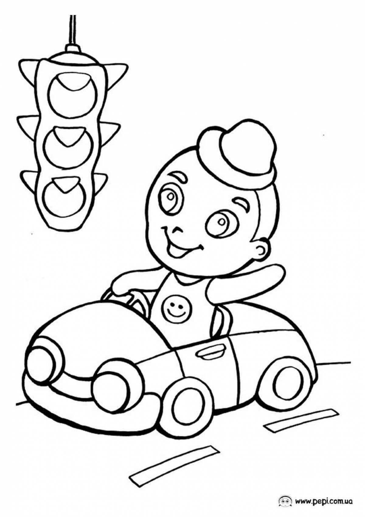 Playful traffic rules coloring page