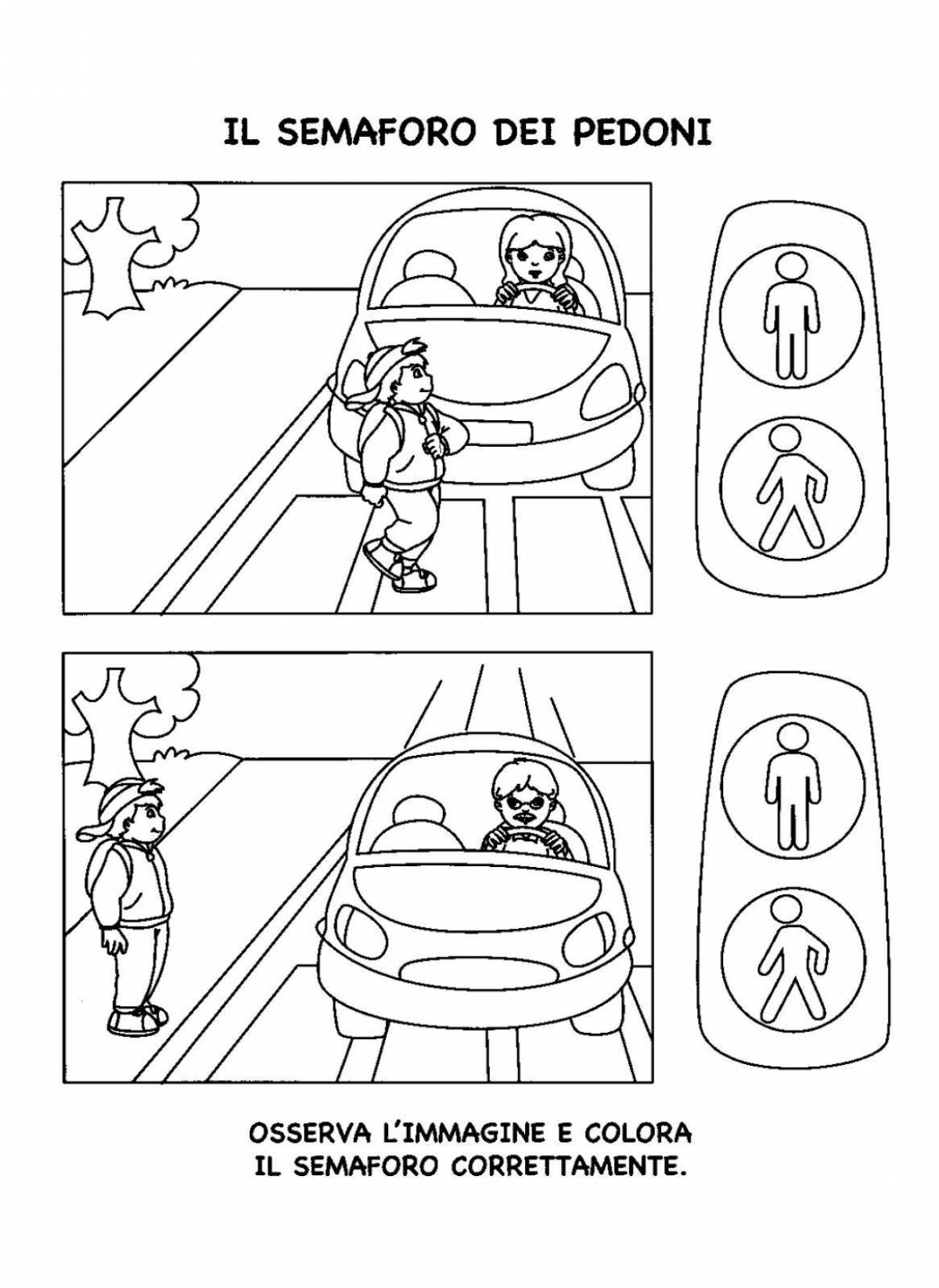 Раскраска забавные правила дорожного движения