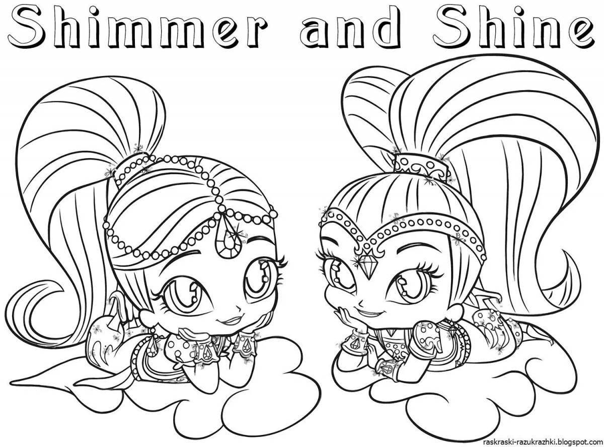 Charming coloring book for girls shimmer and shine