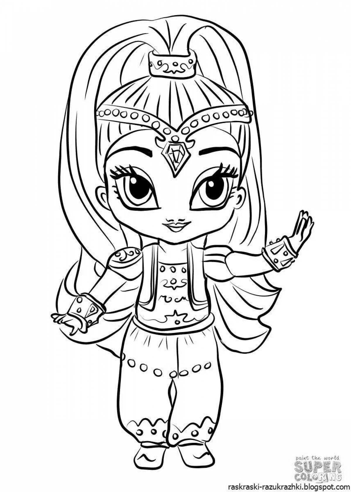 Amazing shimmer and shine coloring book for girls