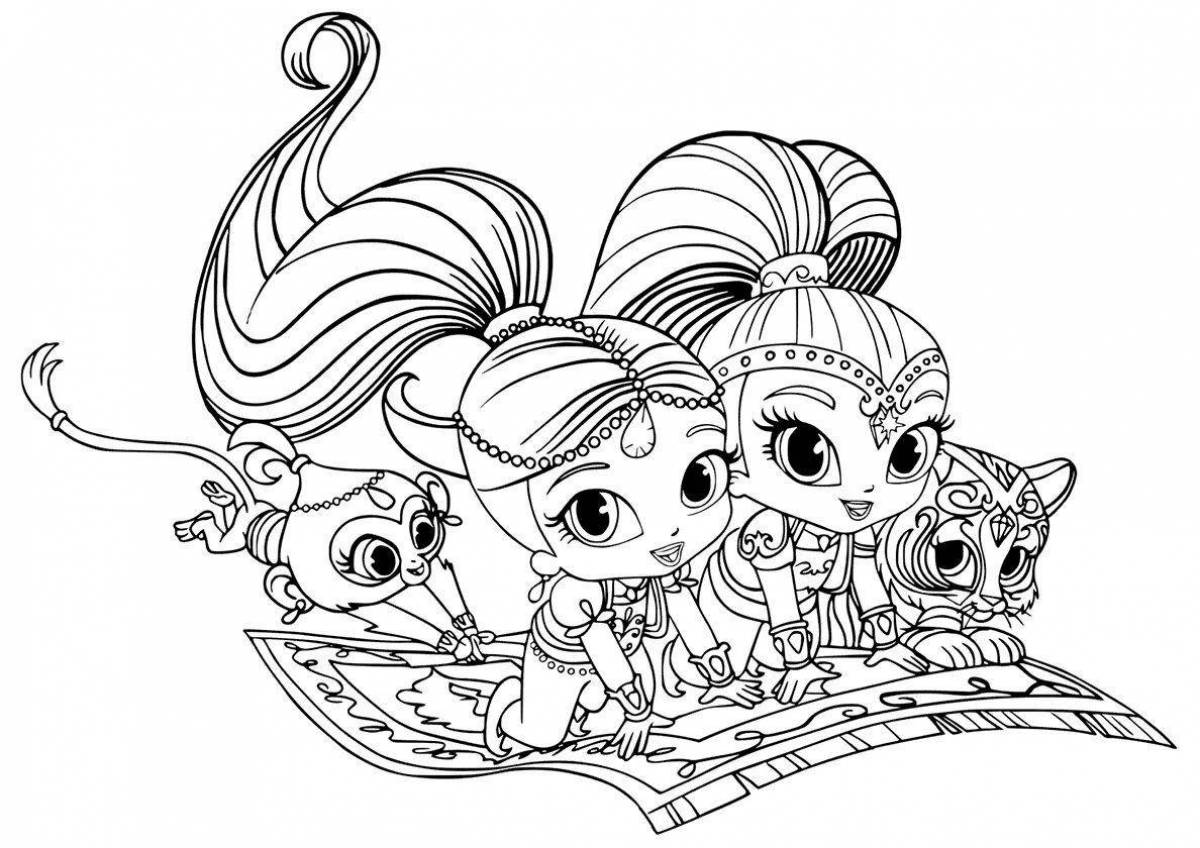 Amazing coloring book for girls shimmer and shine