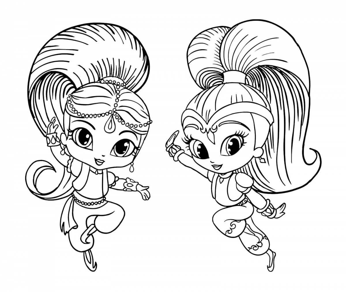 Large coloring book for girls shimmer and shine