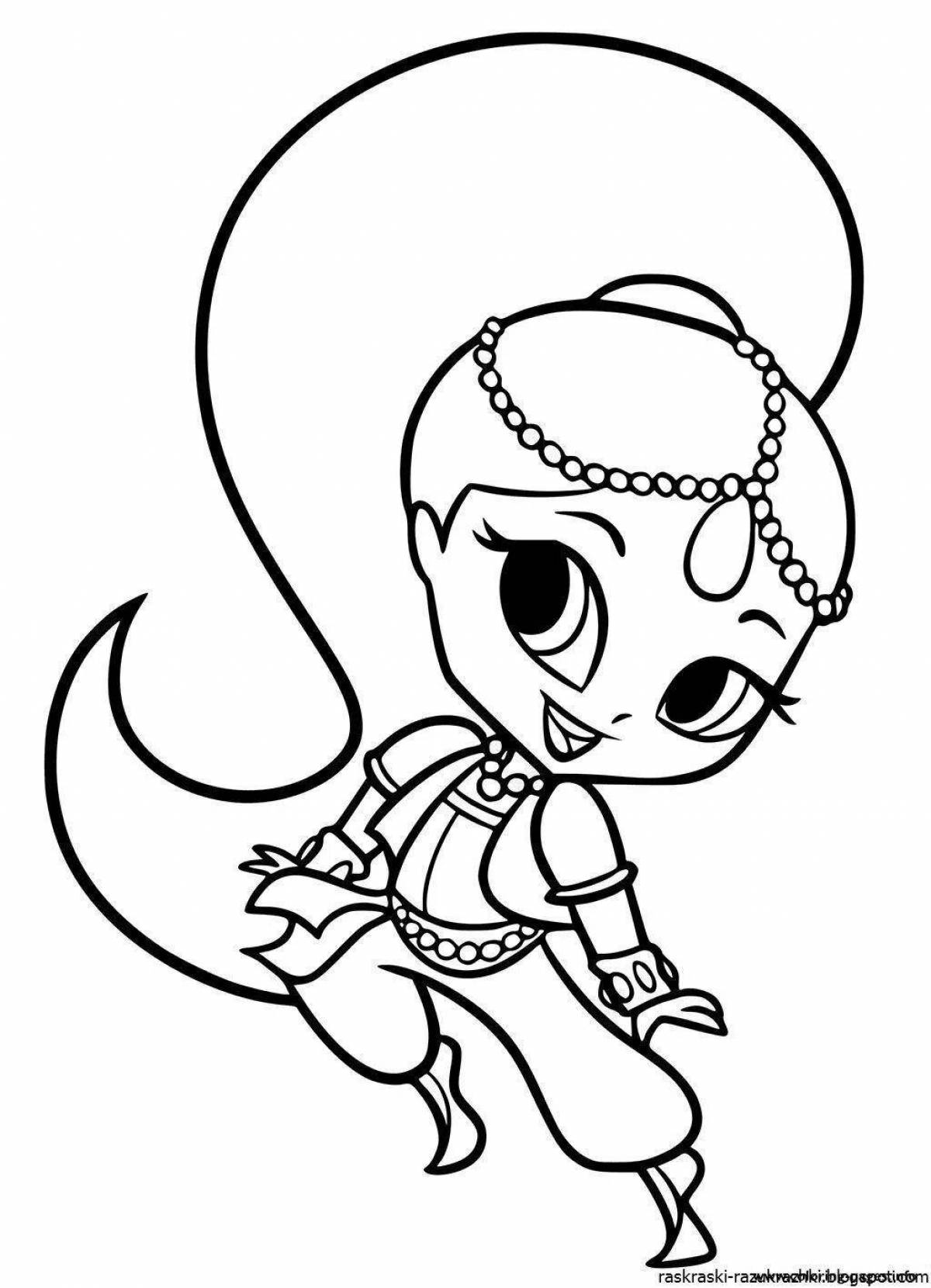 Shimmer and shine elegant coloring book for girls