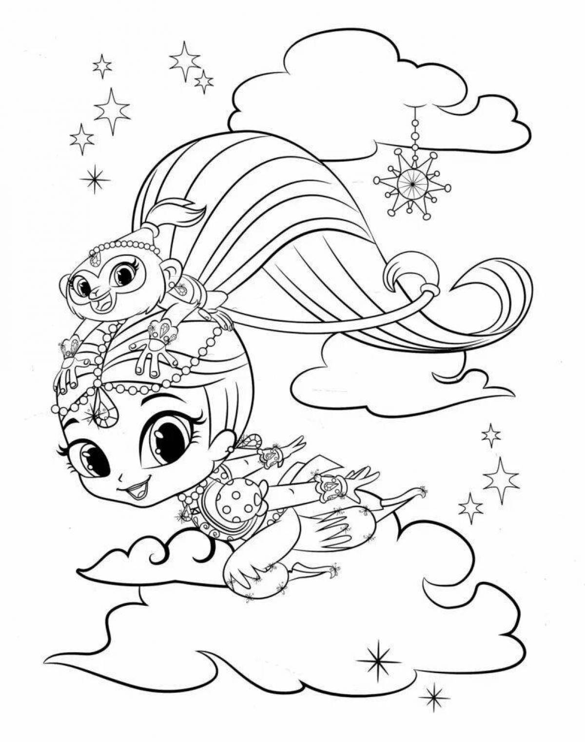 Exotic coloring book for girls shimmer and shine