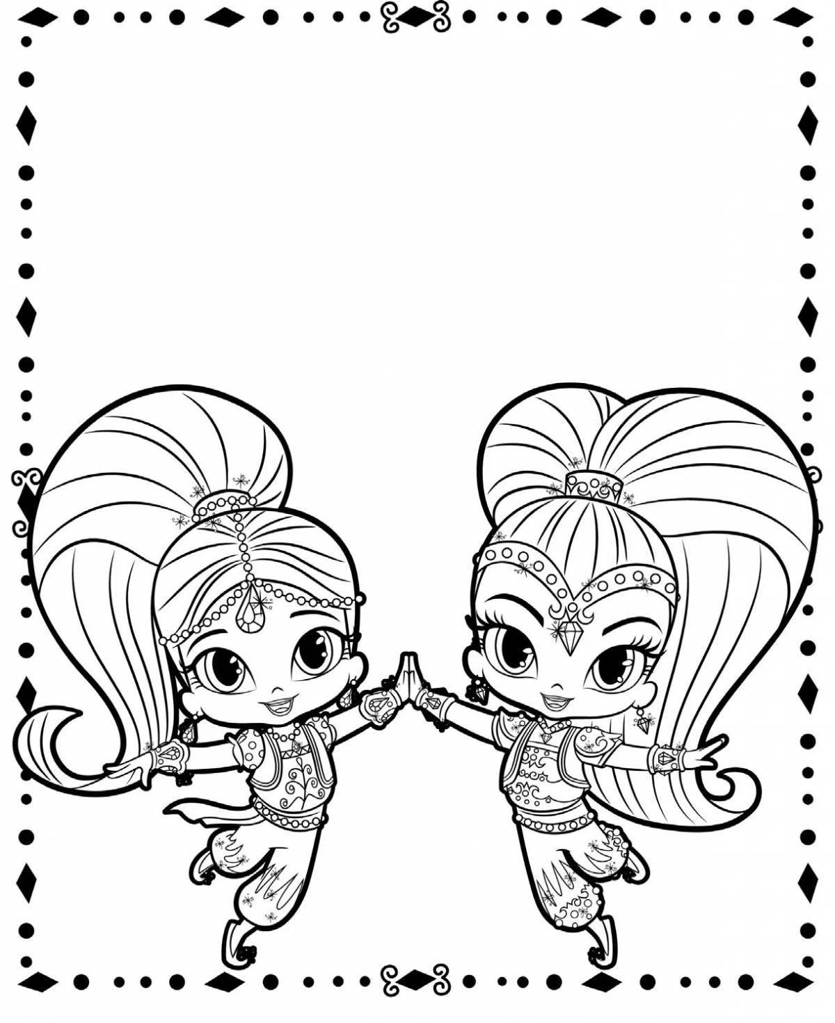 Shimmer and shine glamor coloring book for girls