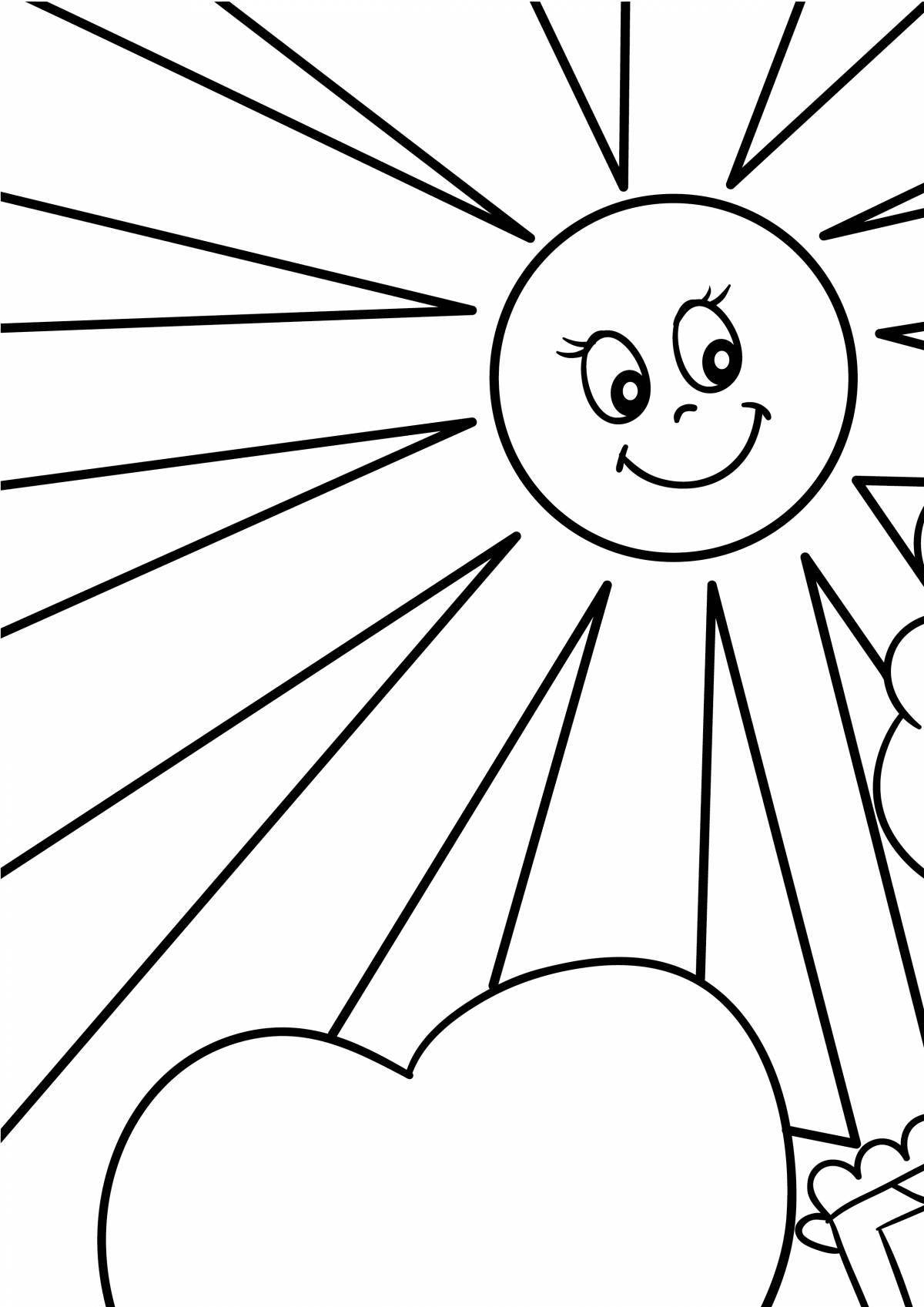 Brilliant coloring of the sun with a smile
