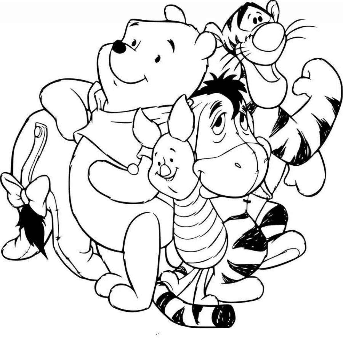 Cute winnie the pooh and friends coloring book