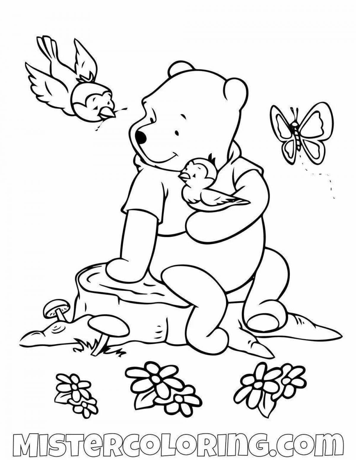 Coloring happy winnie the pooh and his friends