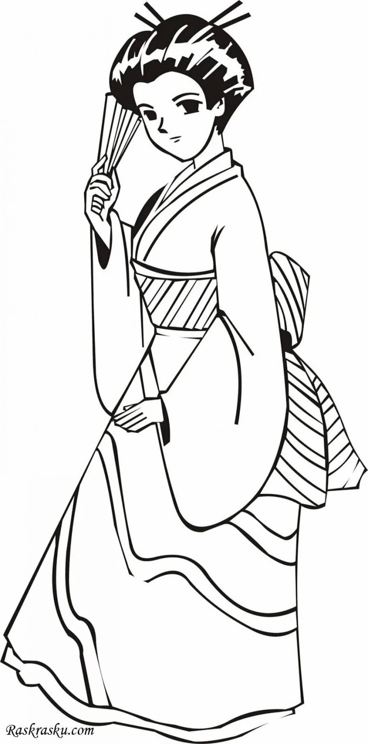 Japanese woman in kimono 4th grade #5