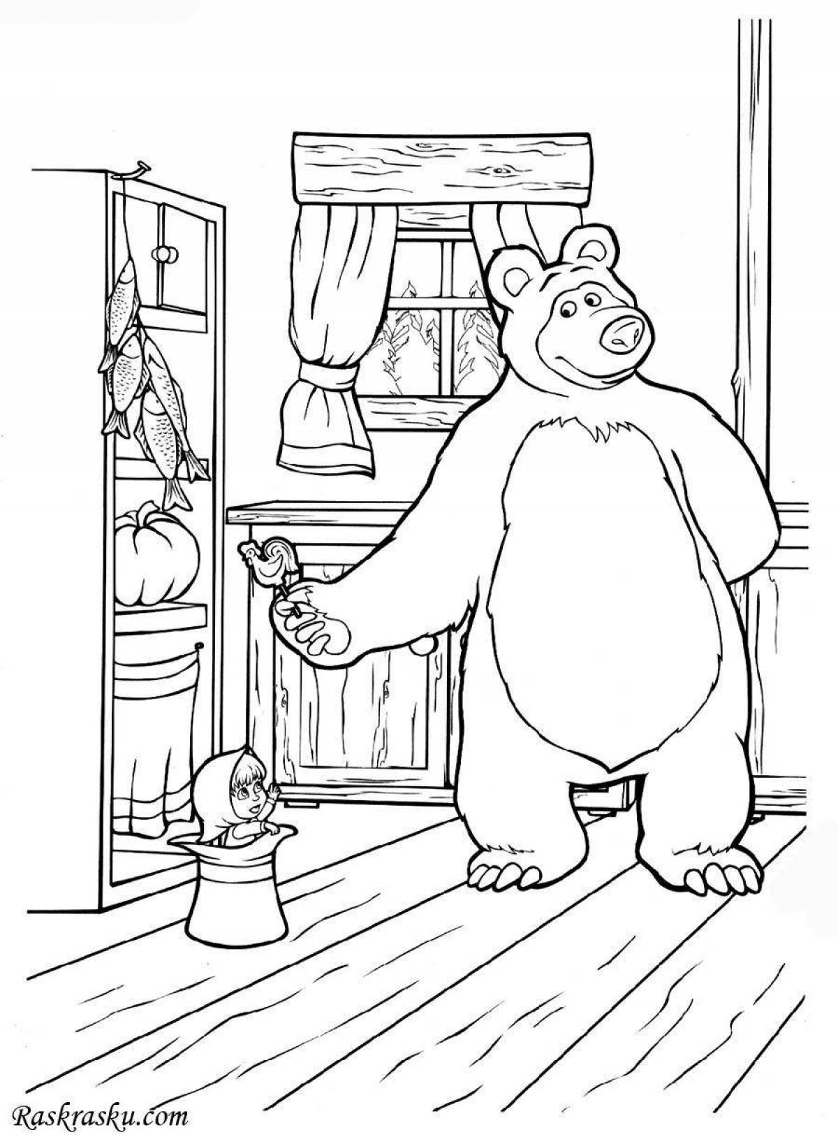 Fancy coloring of a teddy bear from masha and a bear