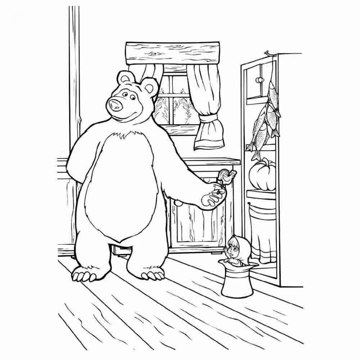 Coloring page cozy teddy bear from masha and bear