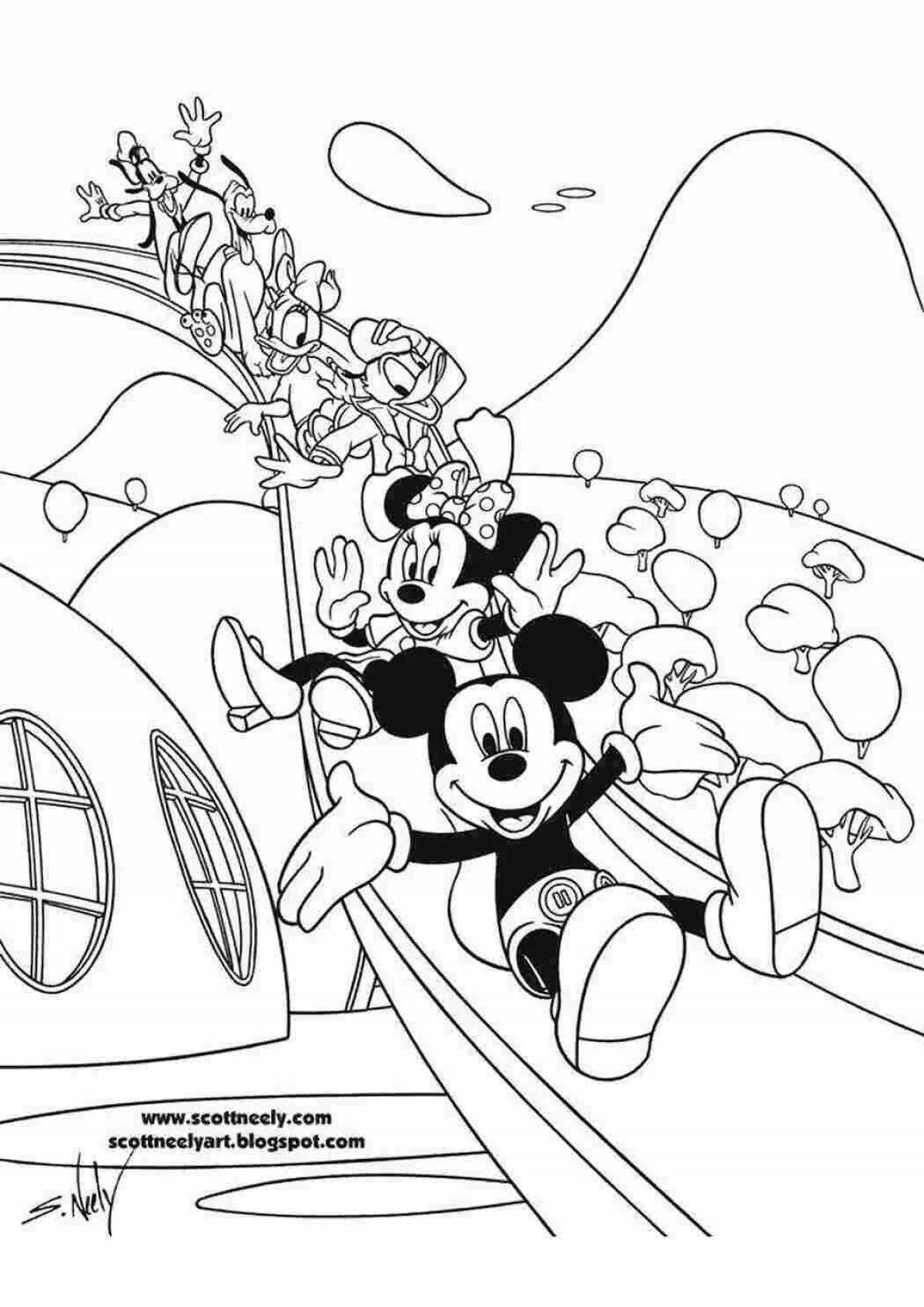 Coloring page joyful mickey mouse