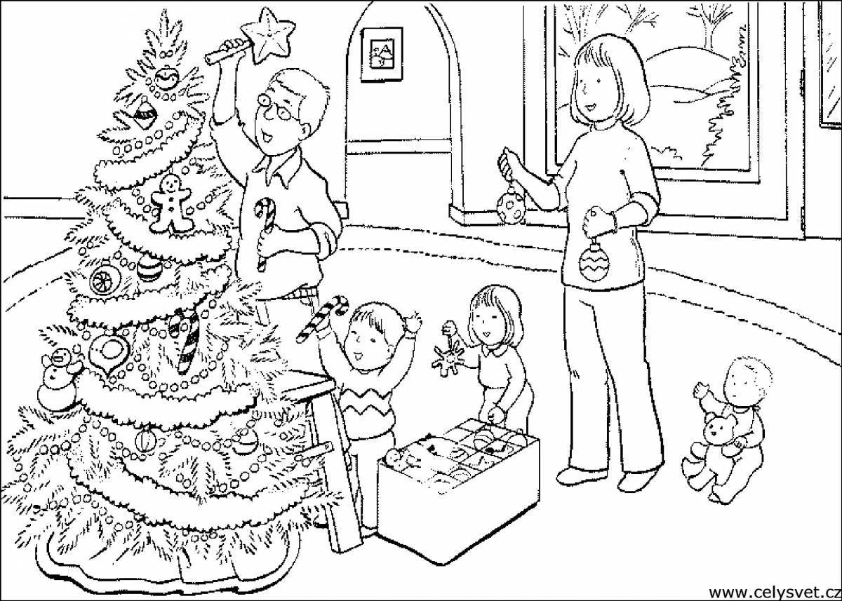 Coloring page jubilant new year