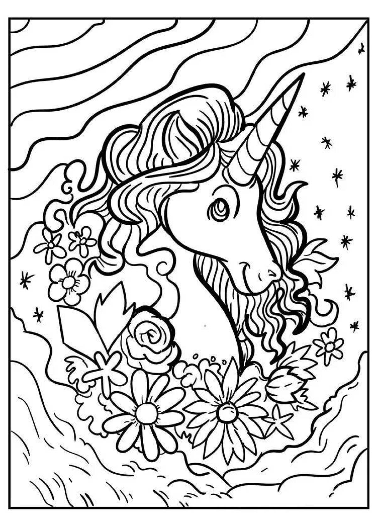 Elegant coloring book for girls 7 years old unicorn