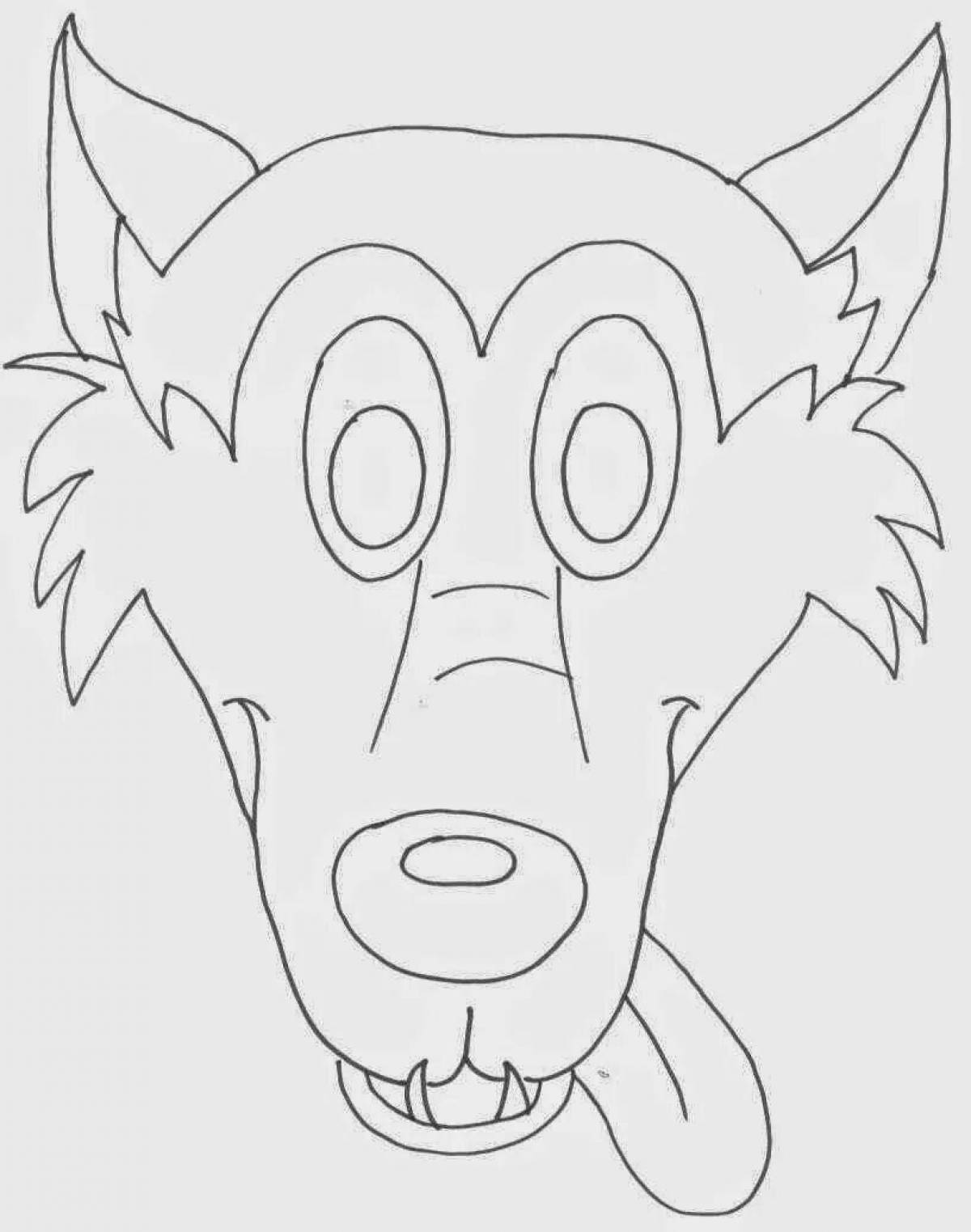 Majestic coloring page wolf head mask