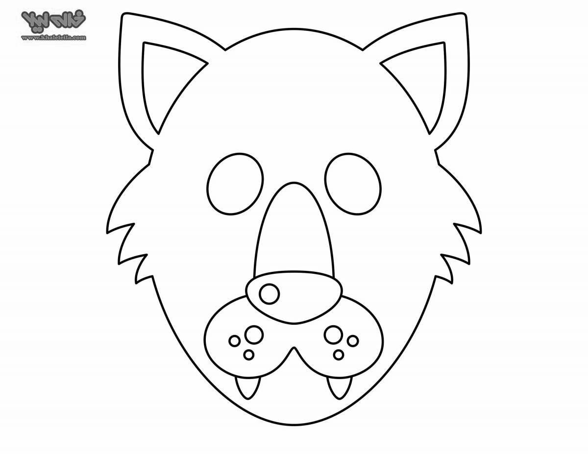 Сложная раскраска маска головы волка