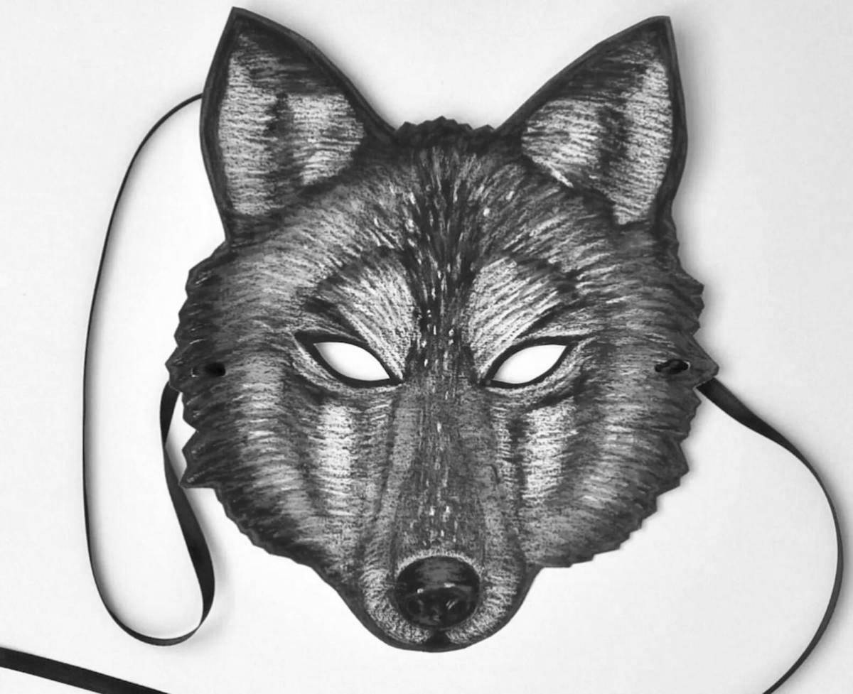 Photo Bold wolf head mask coloring