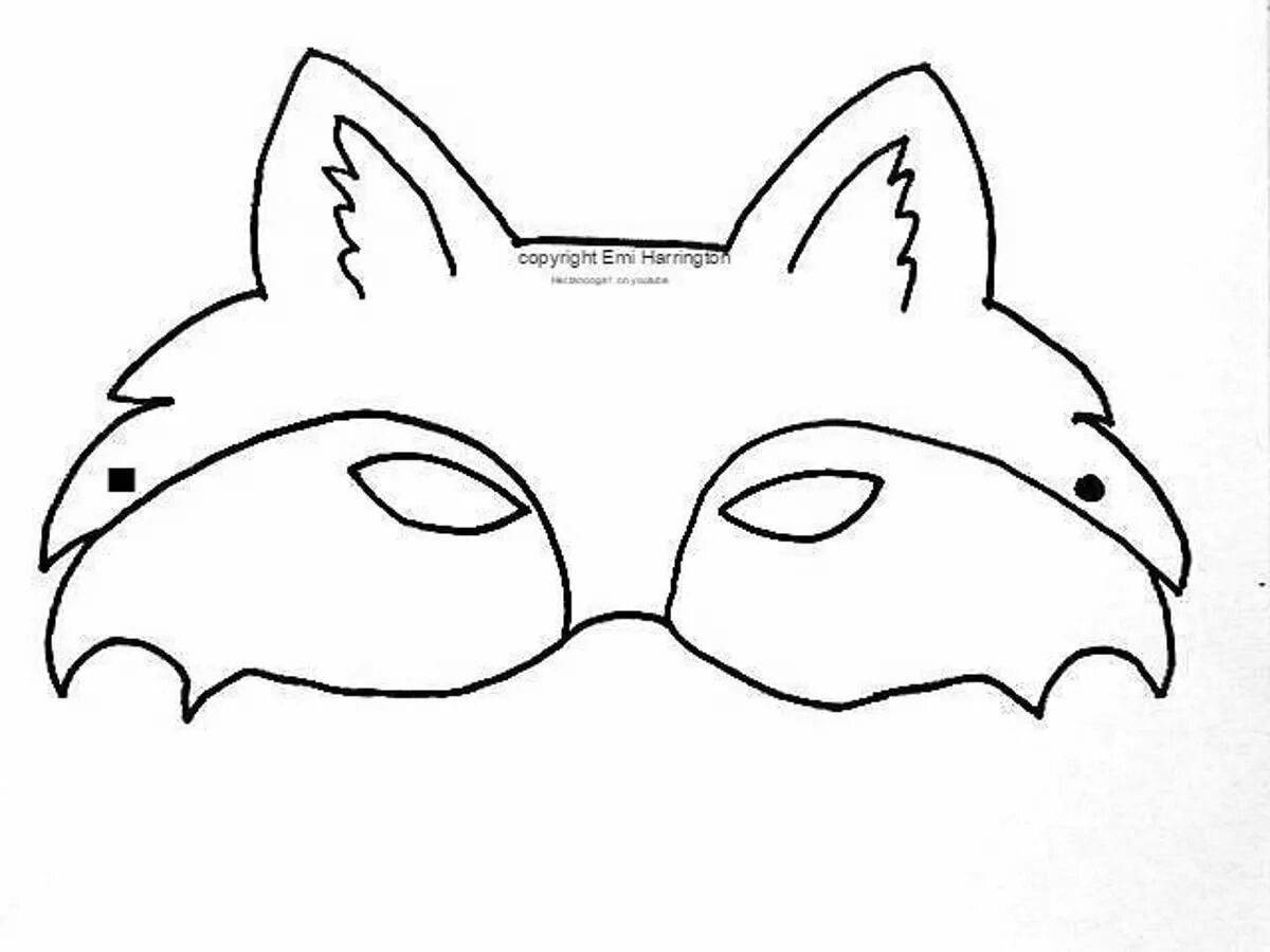 Decorated wolf head mask coloring page