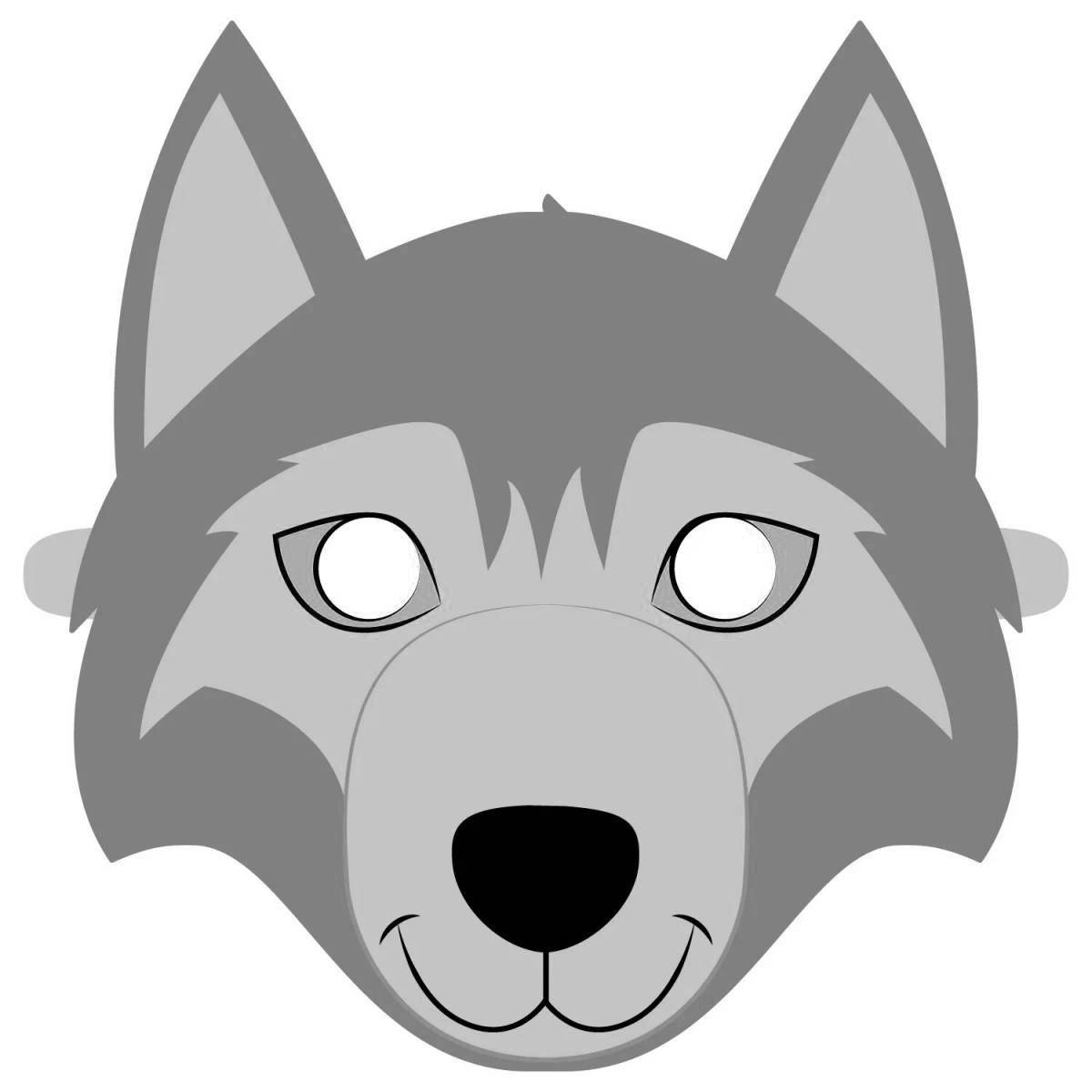 Изысканная раскраска маска головы волка