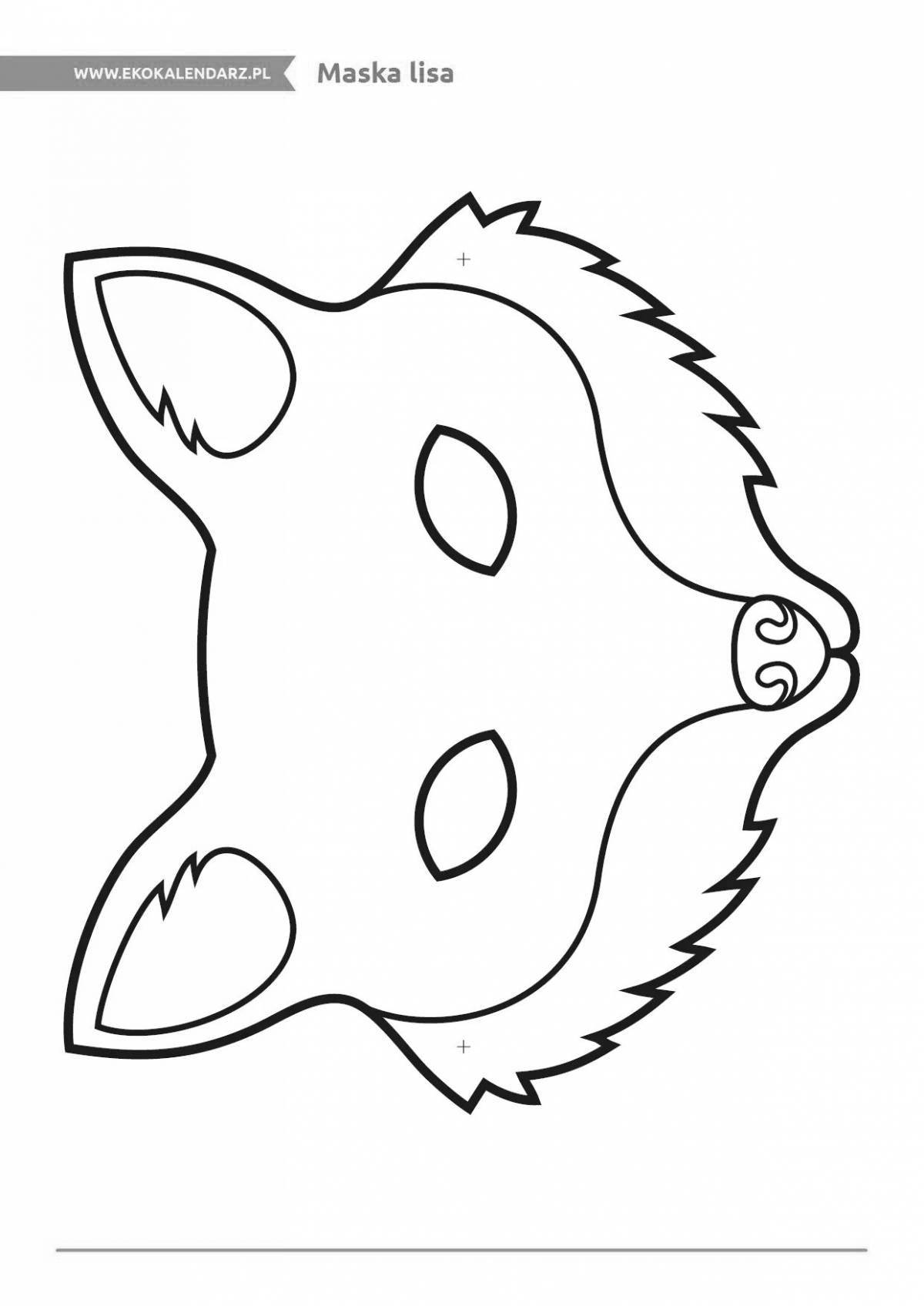 Charming wolf head mask coloring page