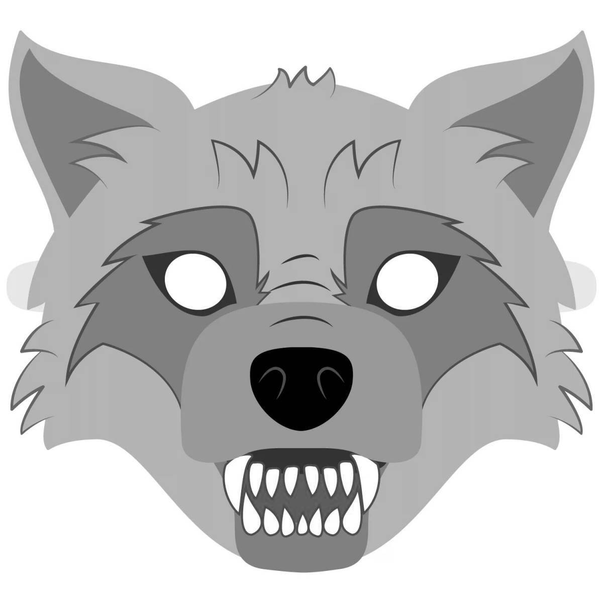 Замечательная раскраска маска головы волка