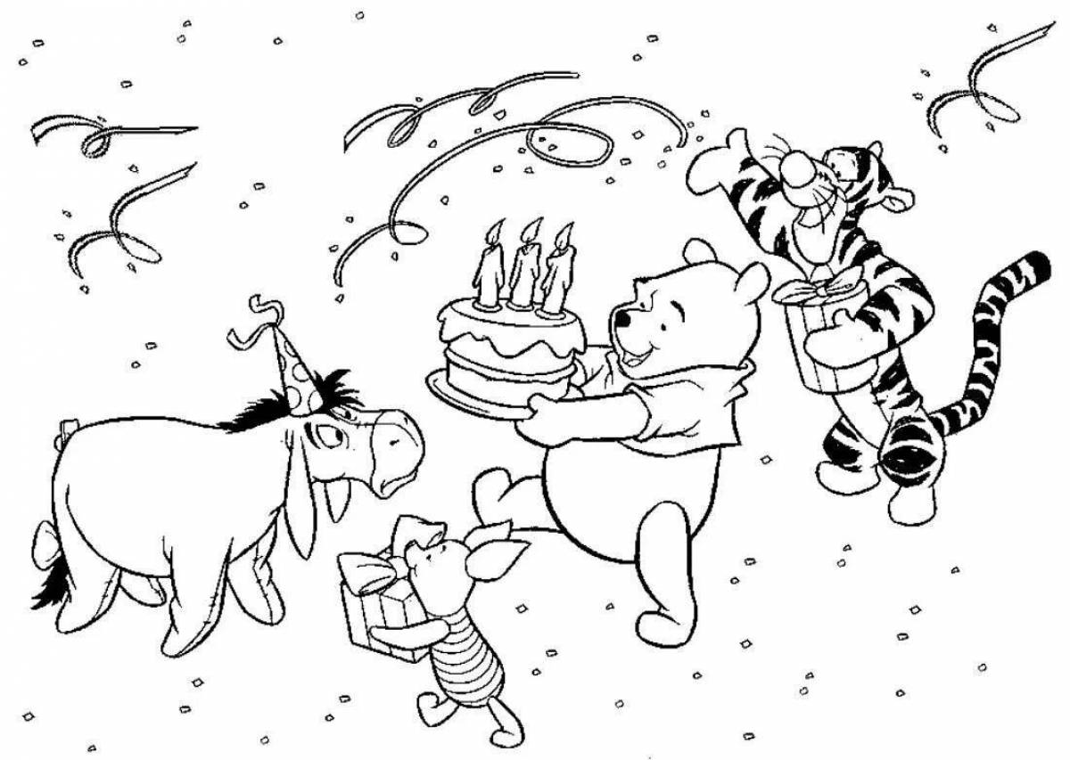 Coloring page playful winnie the pooh and his friends