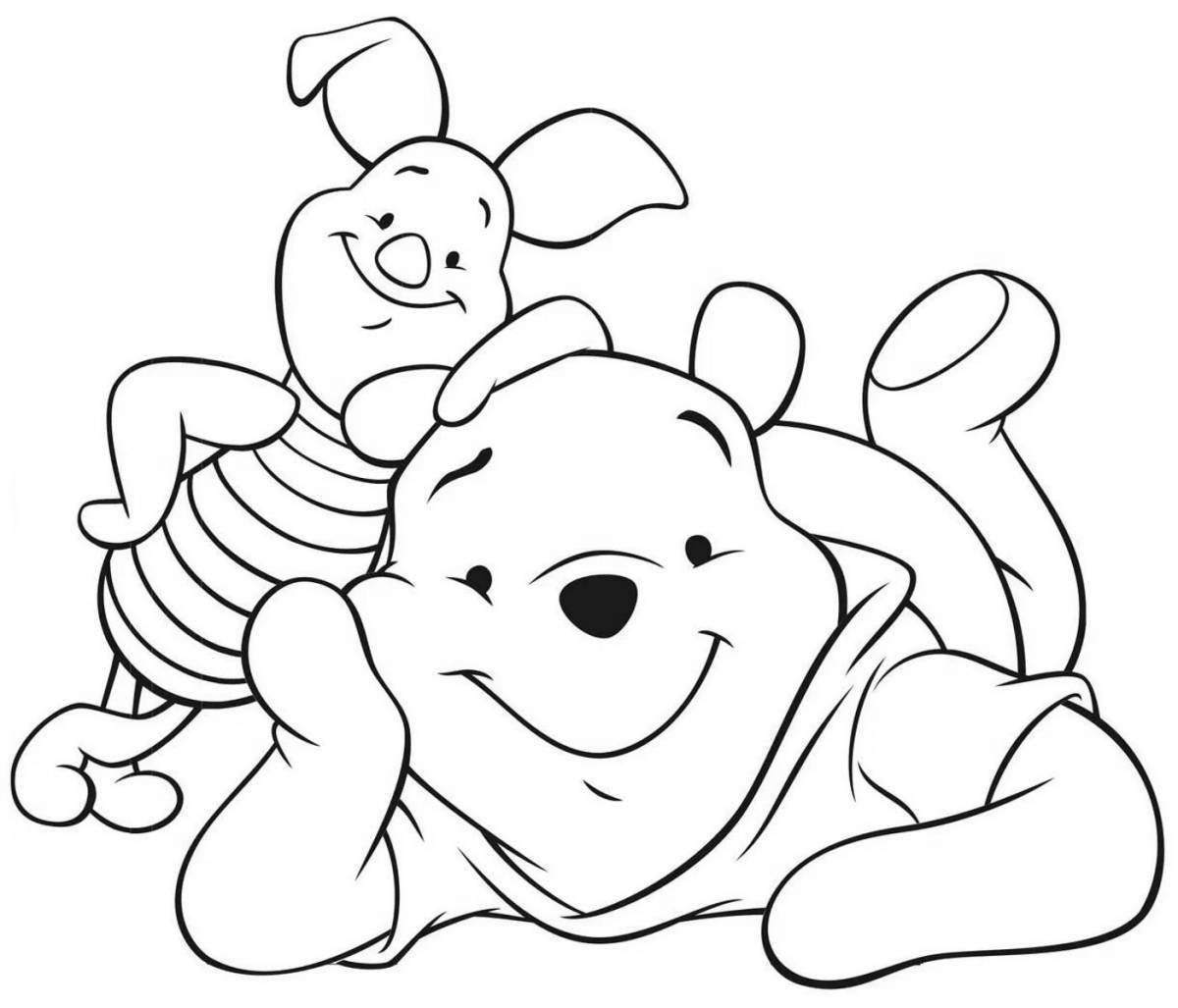 Colorful Winnie the Pooh and his friends coloring book