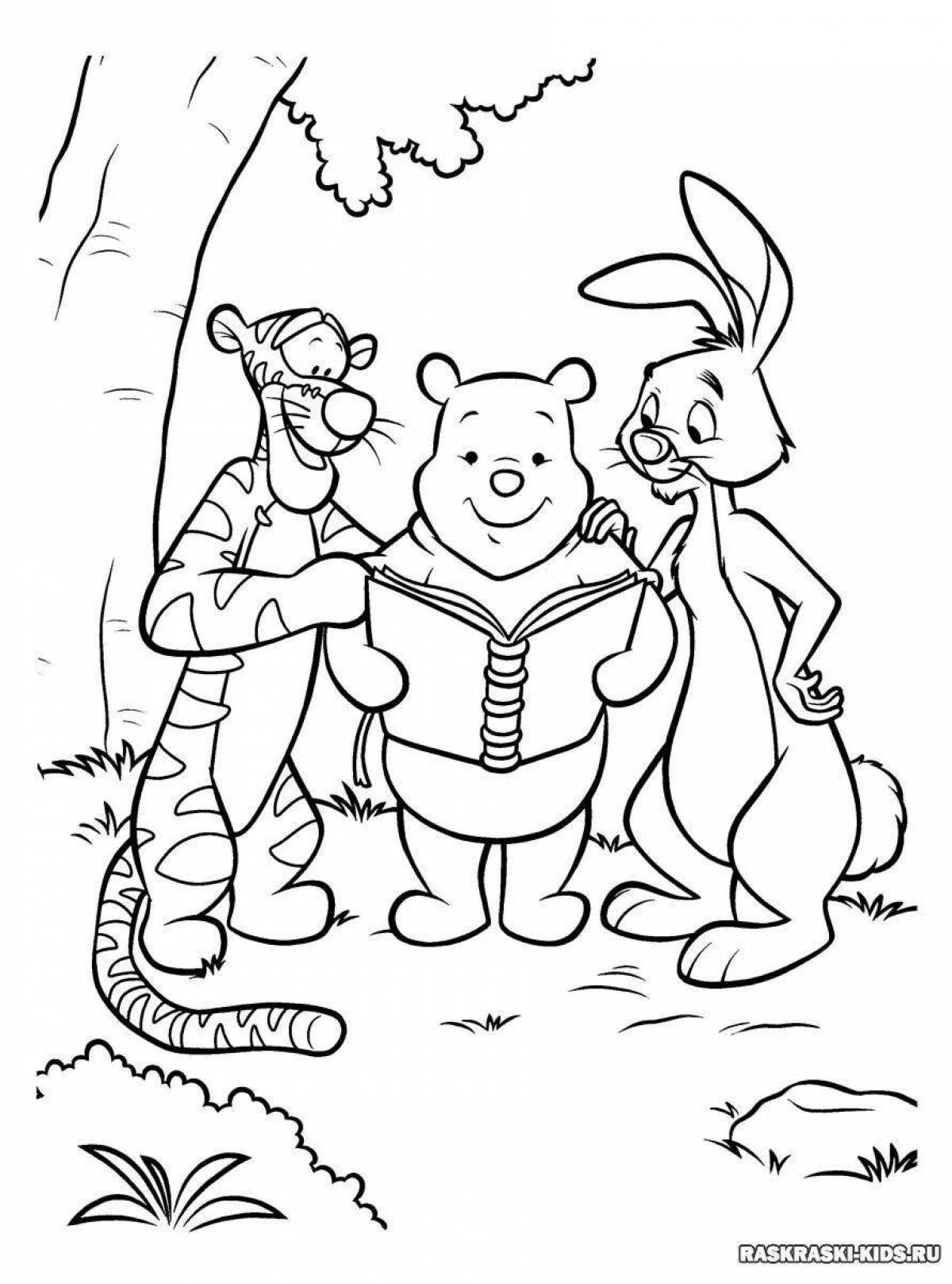 Coloring page happy winnie the pooh and his friends