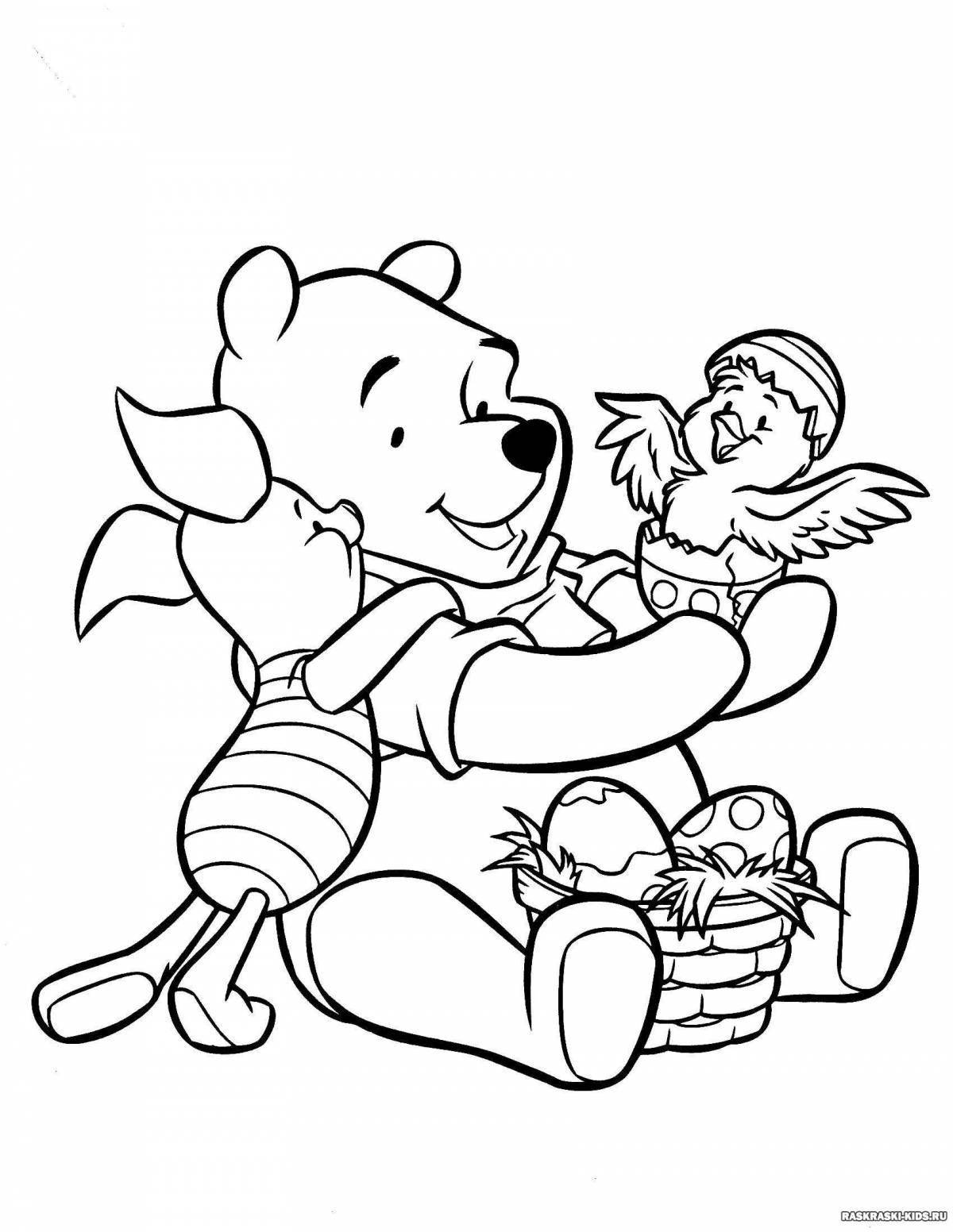 Coloring page glowing winnie the pooh and his friends