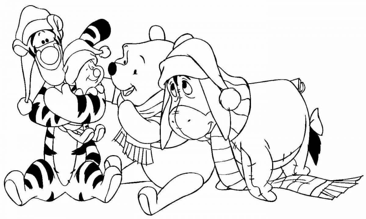 Coloring page winnie the pooh and his friends during games