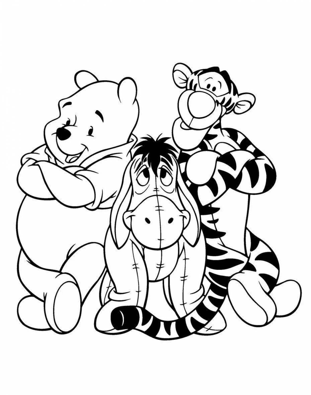 Photo Coloring happy winnie the pooh and his friends