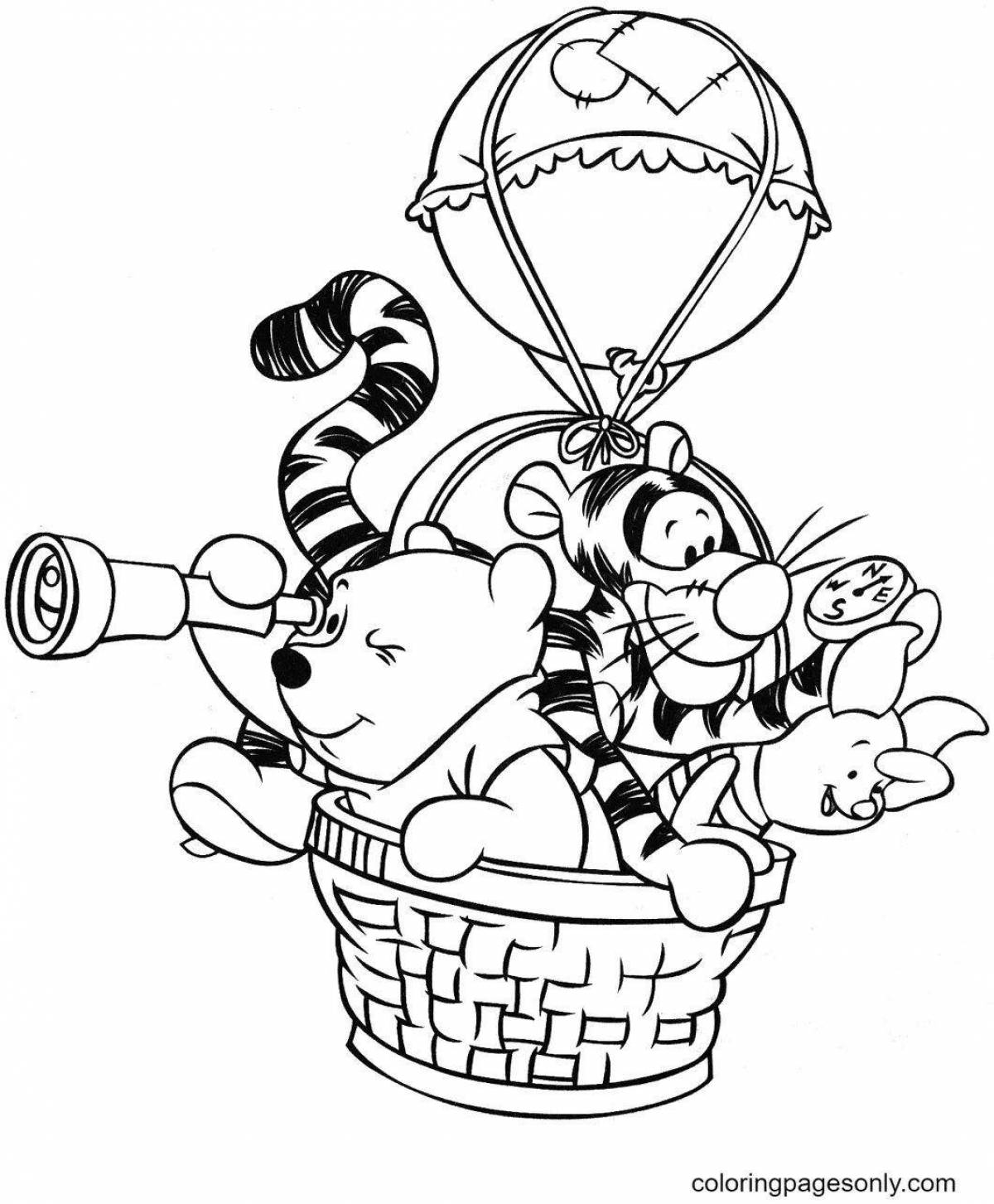 Coloring page grinning winnie the pooh and his friends