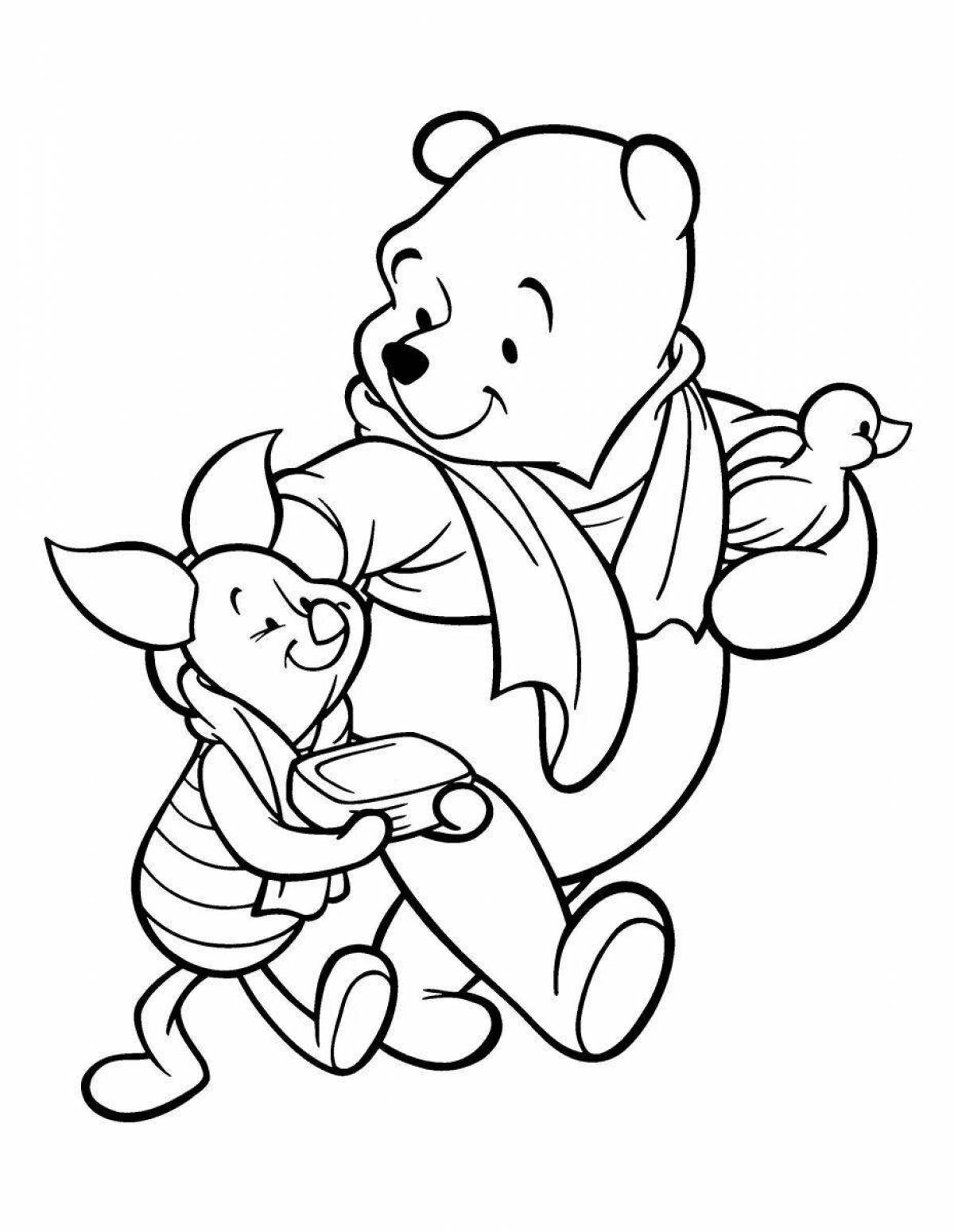 Whimsical Winnie the Pooh and his friends coloring book