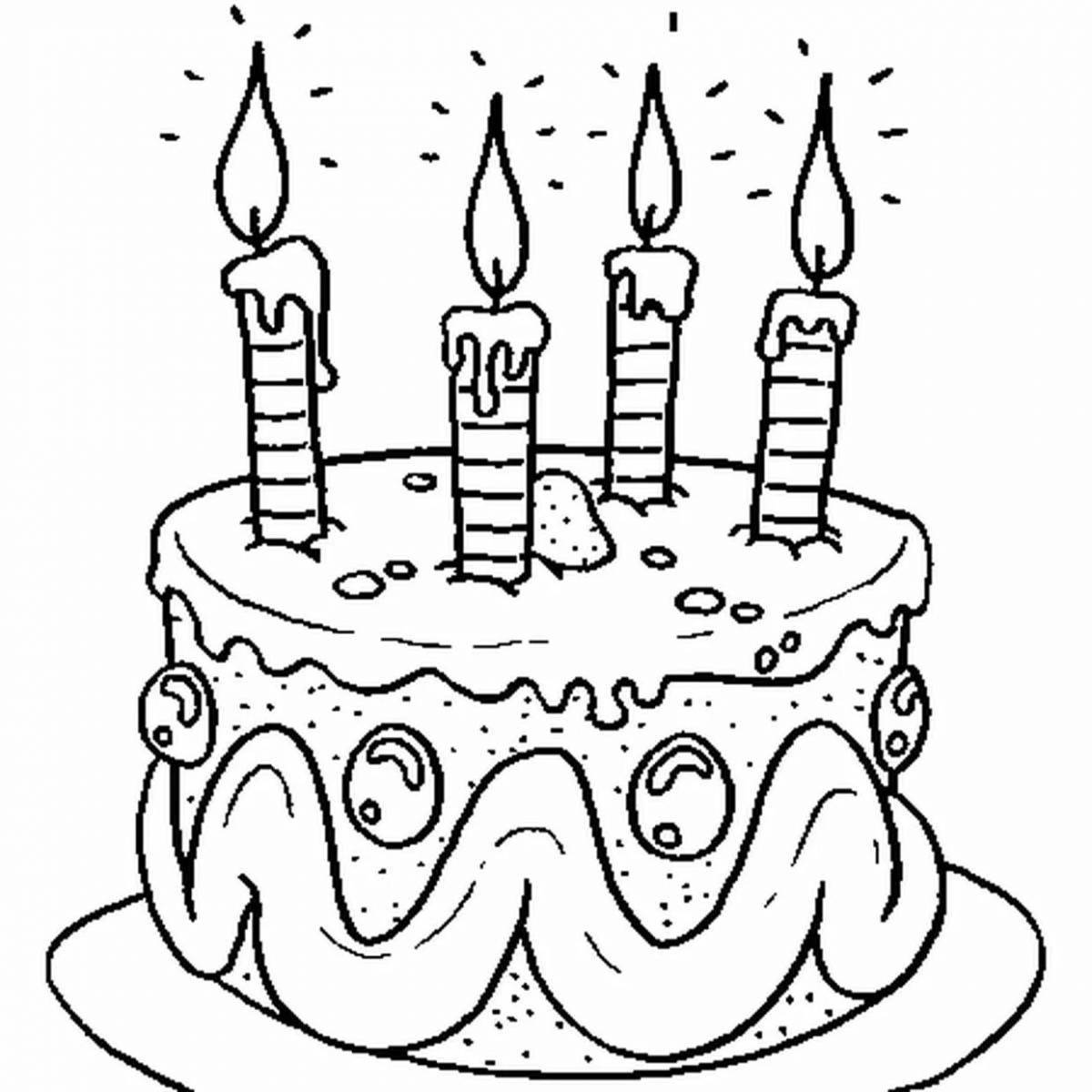 Торт со свечами раскраска для детей