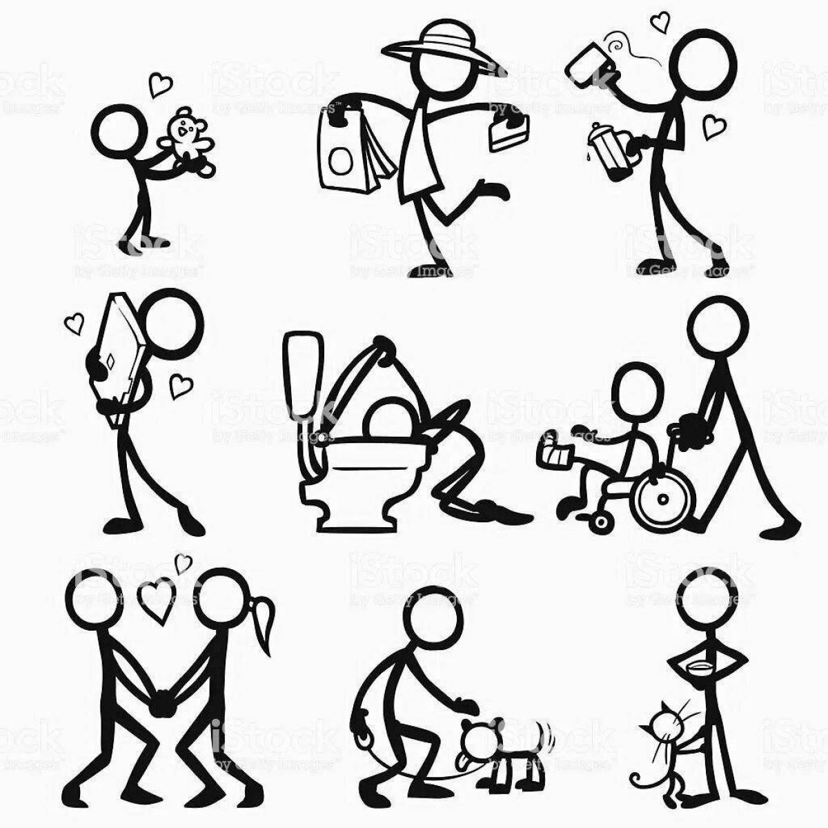 Скачай нарисованные человечки. Человечек рисунок. Человечки в движении. Схематичное изображение человечка. Чегрвечик рисунок.
