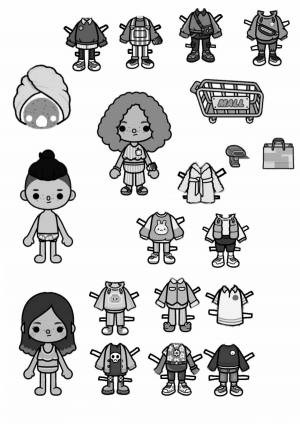 Coloring Pages Toka boca characters with clothes at home (36 pcs ...