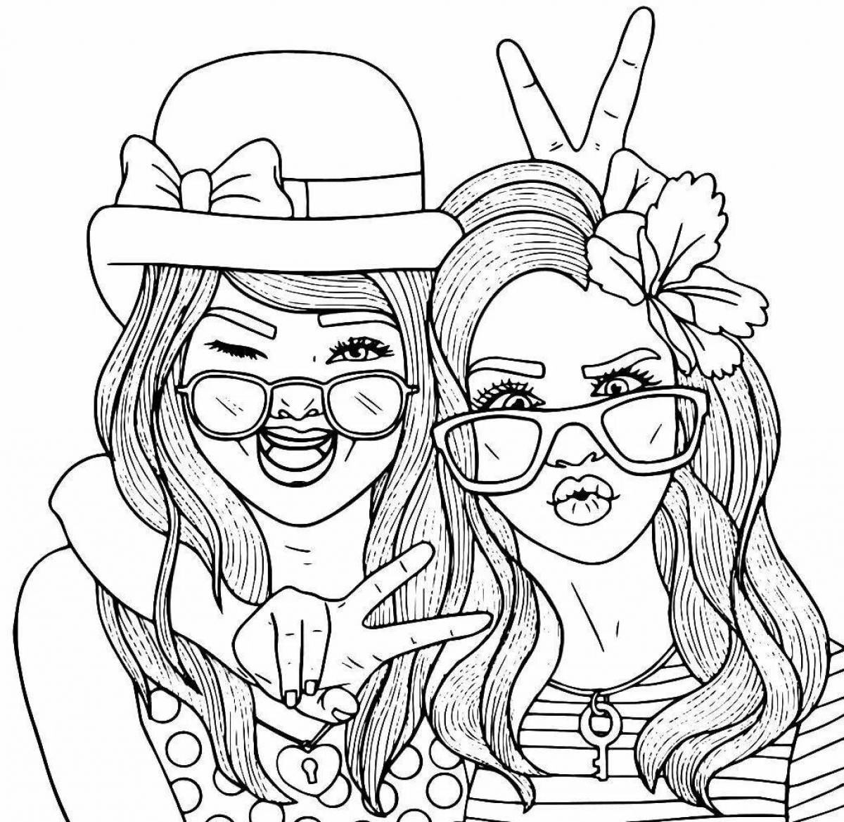 Fun coloring pages fashion girls