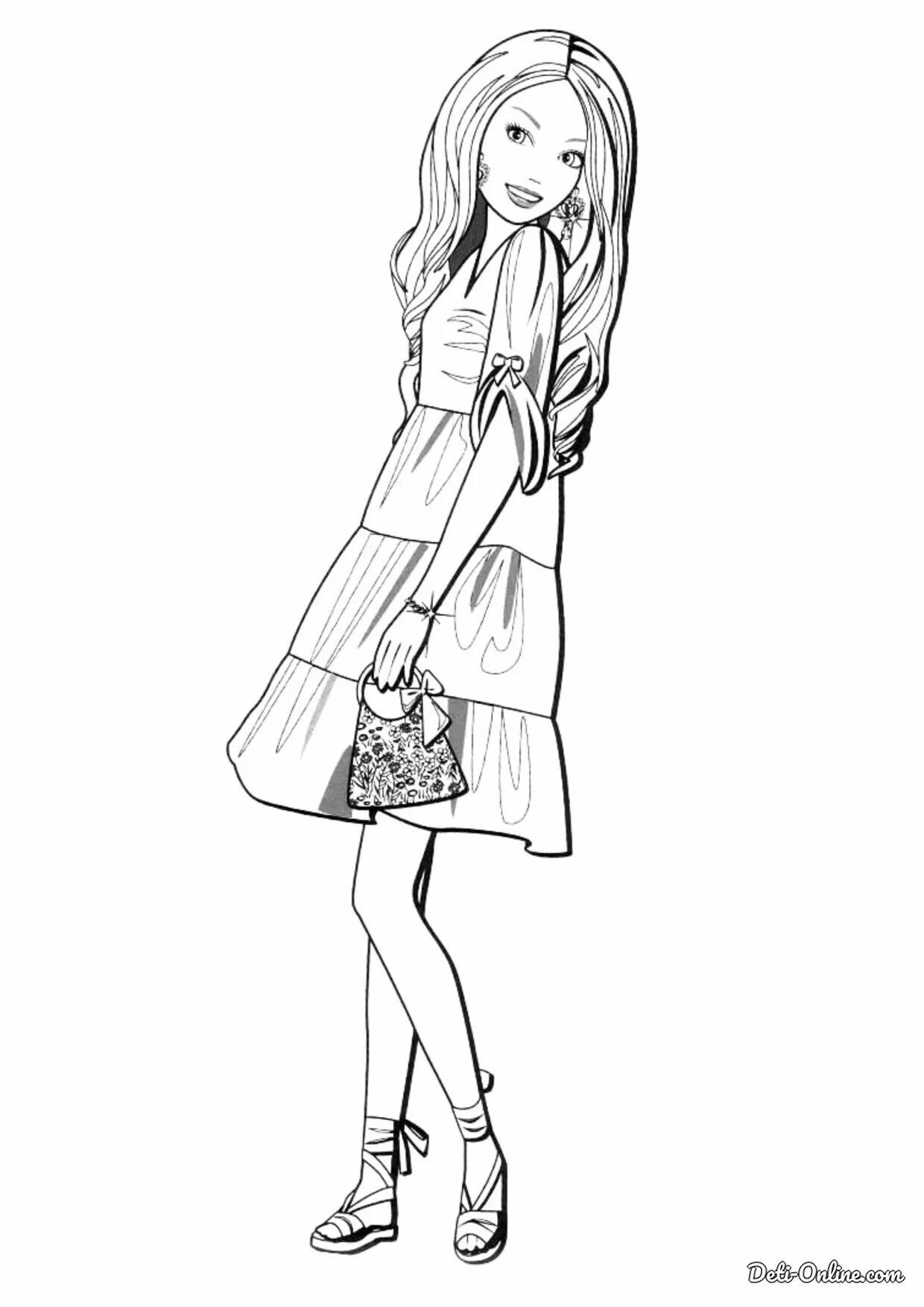 Serene coloring page girls fashion beautiful